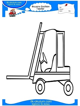 Çocuklar İçin Forklift Boyama Sayfaları 